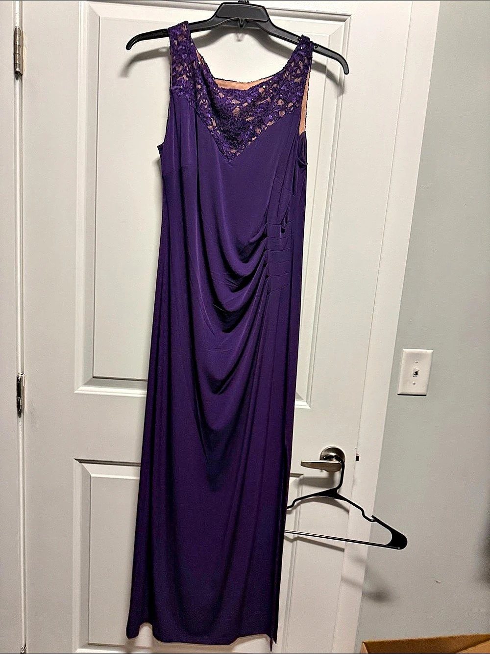 e-connected apparel Lace Neck Maxi Dress in Purple Size 12